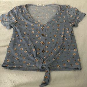 blue shirt with white flowers from hippie rose xs